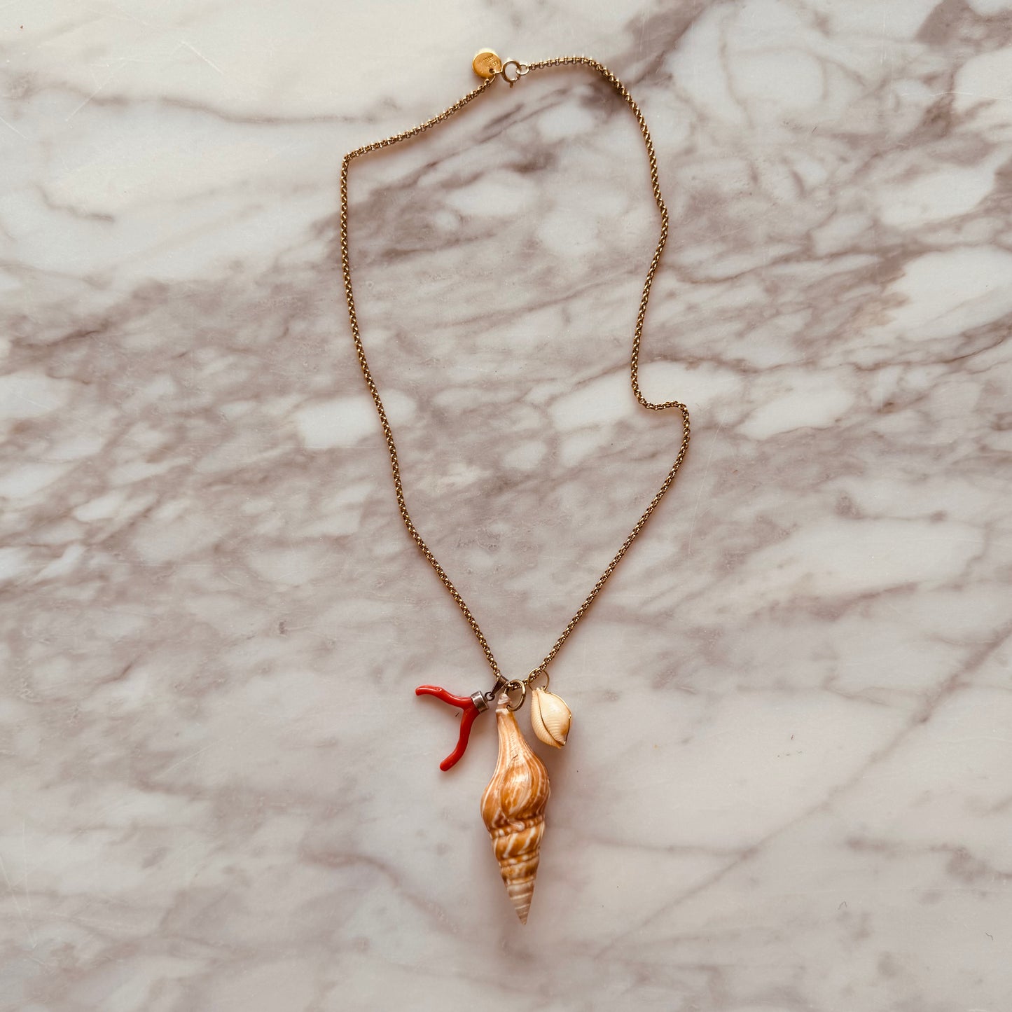 NECKLACE CORAL SHELL LIGHT BROWN