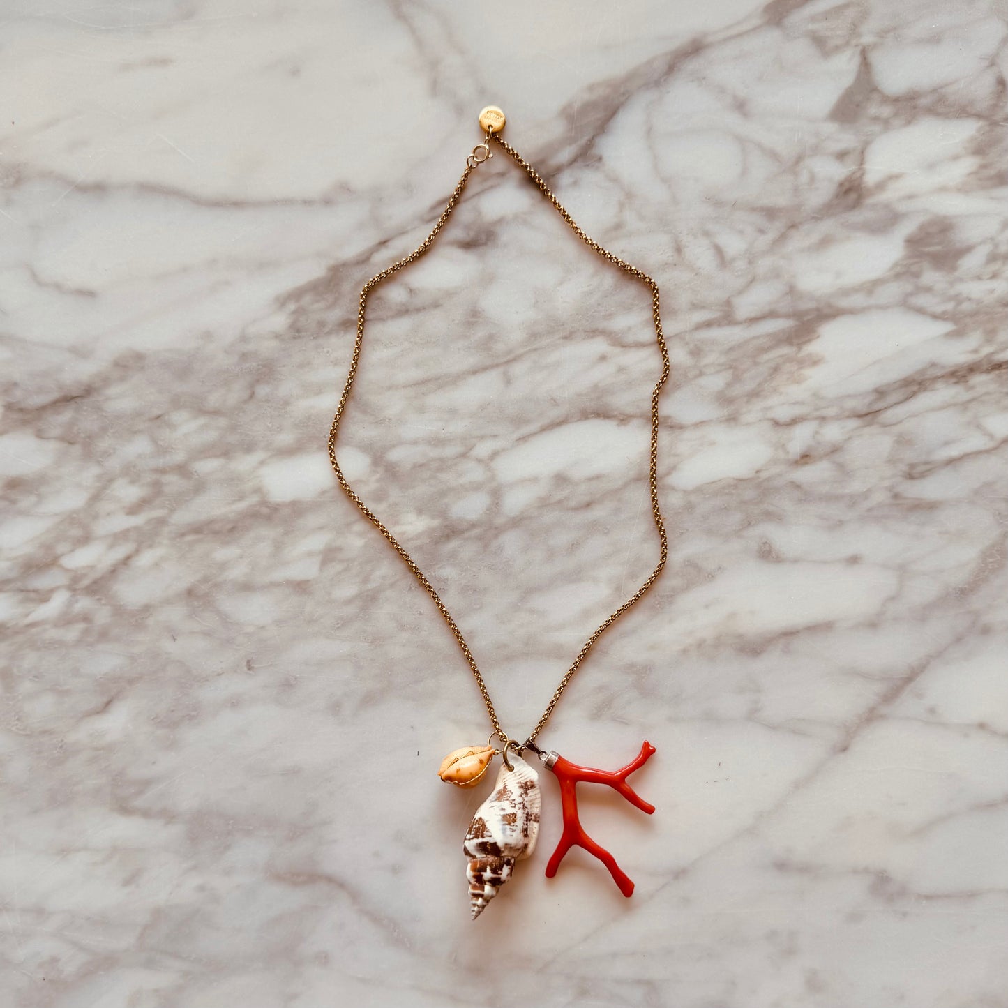NECKLACE CORAL SHELL WHITE BROWN