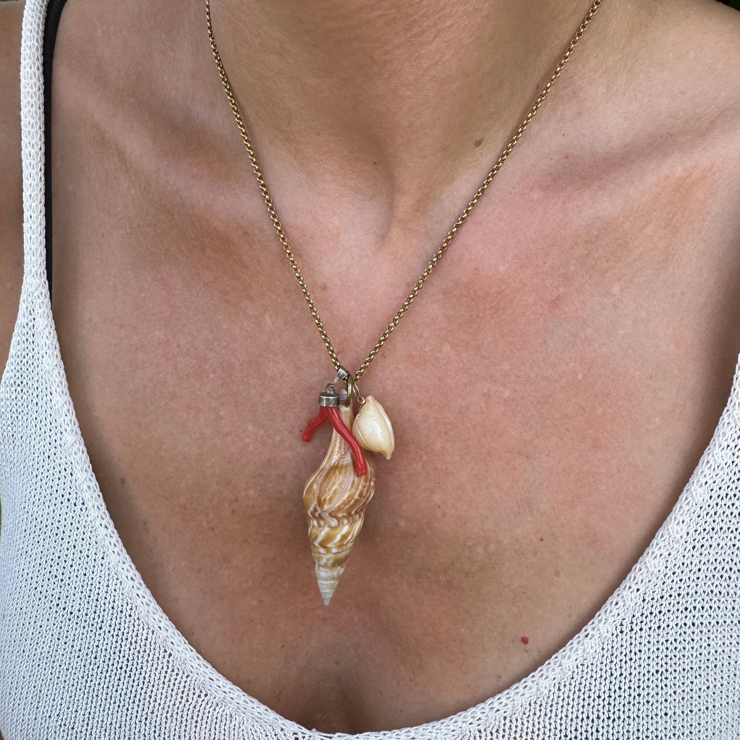 NECKLACE CORAL SHELL LIGHT BROWN